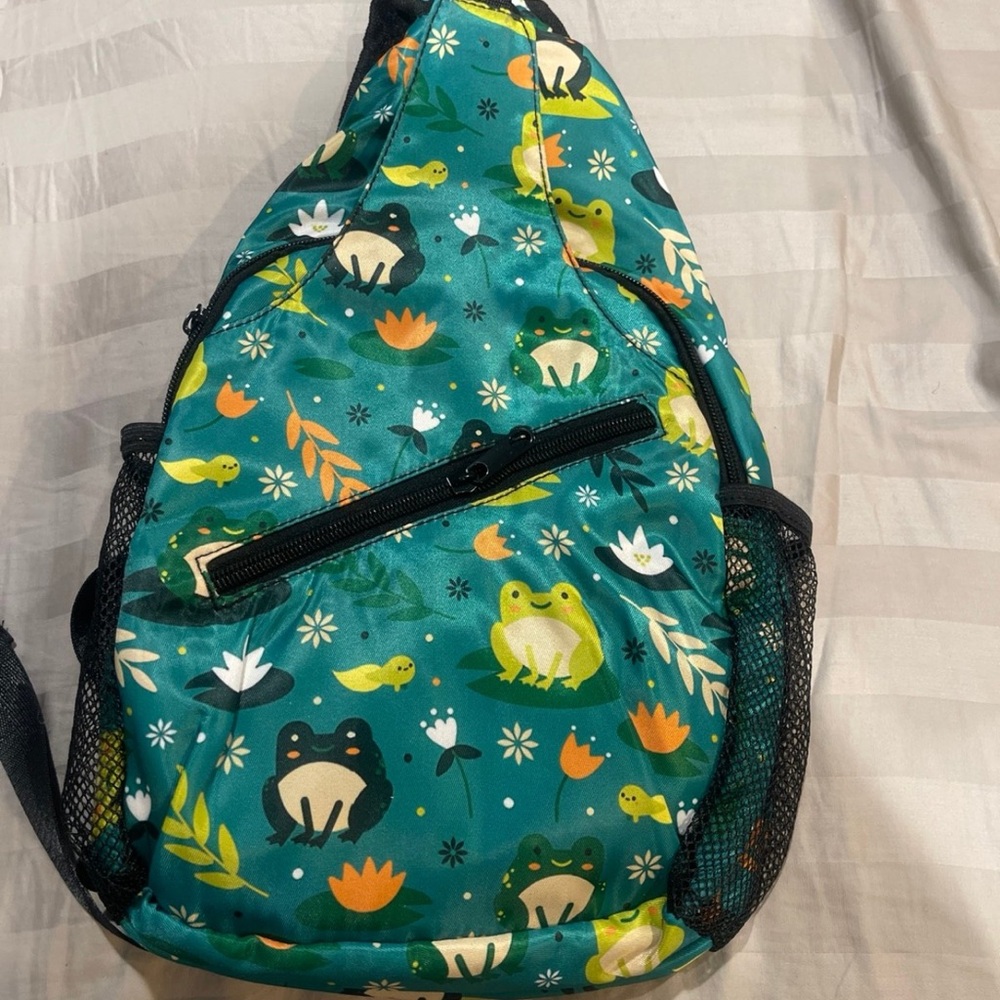 Frog Print Sling Backpack